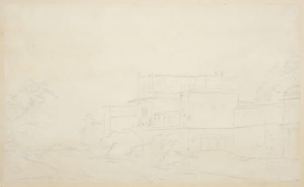 Thomas Daniell, R.A. (1749 – 1840) and William Daniell, R.A. (1769 – 1837) View of India (Building amidst Trees), c.1790 Pencil on paper 24 x 40 cm 9 1/2 x 15 3/4 in