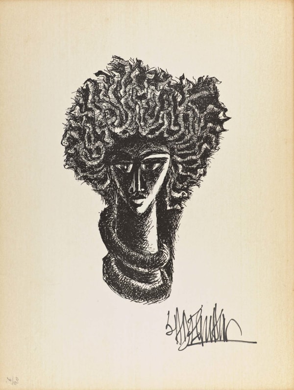 Syed Sadequain 1930-1987Head IV, c.1966 Lithograph, signed and numbered 6/90 32.8 x 25 cm 12 7/8 x 9 7/8 in from an edition of 90