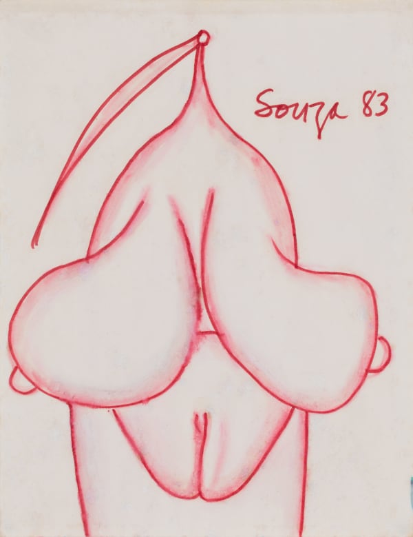 Francis Newton Souza, Untitled (Nude in red), 1983