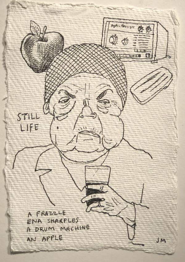 Jim Moir Still Life with Apple, 2018 Ink on paper 15.5 x 11 cm