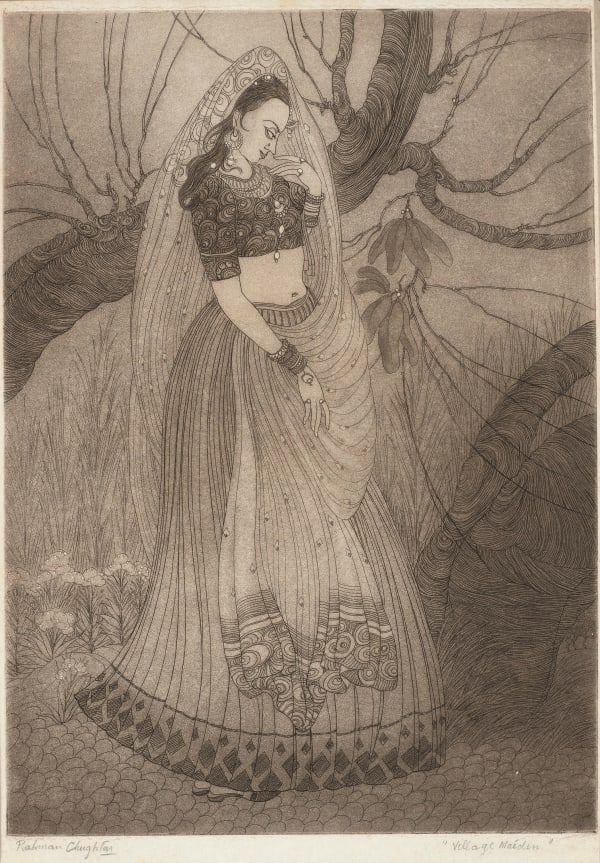Abdur Rahman Chughtai, Village Maiden, 1950s Circa