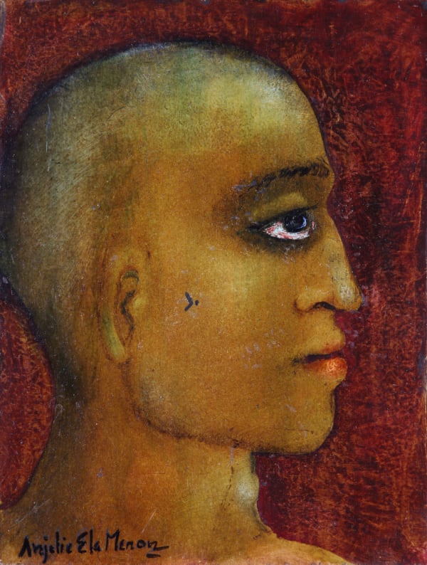 Anjolie Ela Menon b. 1940Namboodri, 2013 Oil on masonite Signed 30.4 x 22.8 cm 12 x 9 in