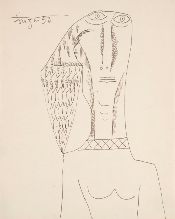 Francis Newton Souza, Untitled (Woman with Large Ponytail), 1956