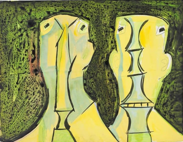 Francis Newton Souza 1924-2002Two Heads, c.1958 Gouache on paper Signed verso 21.5 x 28 cm 8 1/2 x 11 1/8 in