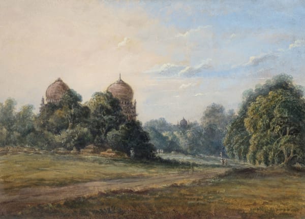 19th Century British A Rural Scene with Temples Watercolour on paper 18 x 24.8 cm 7 1/8 x 9 3/4 in