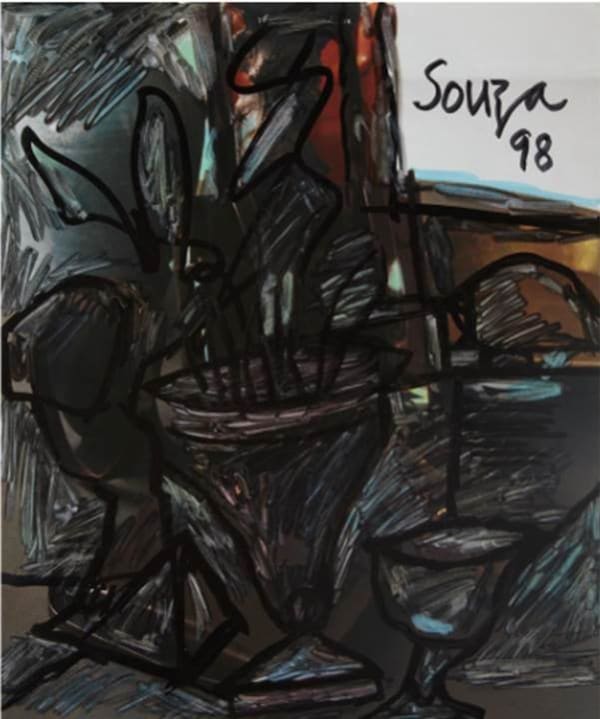 Francis Newton Souza Untitled (Still Life by a Window), 1998 Chemical alteration and ink on printed magazine paper 27.3 x 23.2 cm 10 3/4 x 9 1/8 in Signed and dated 'Souza 98' upper right; inscribed with estate inventory number verso