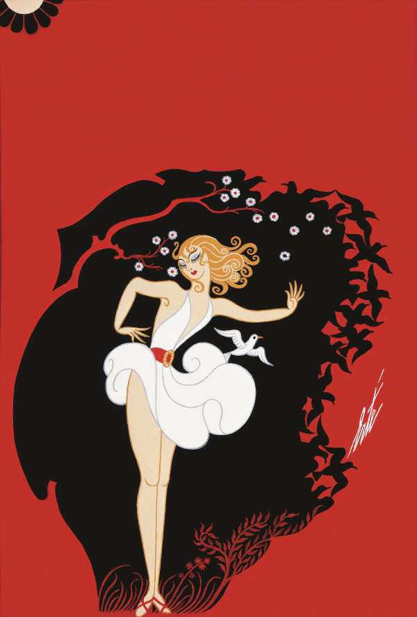 Romain de Tirtoff dit Erté 1892 - 1990Charnos (Design for Stocking package), 1974 Gouache 23 x 15.5 cm 9 1/8 x 6 1/8 in