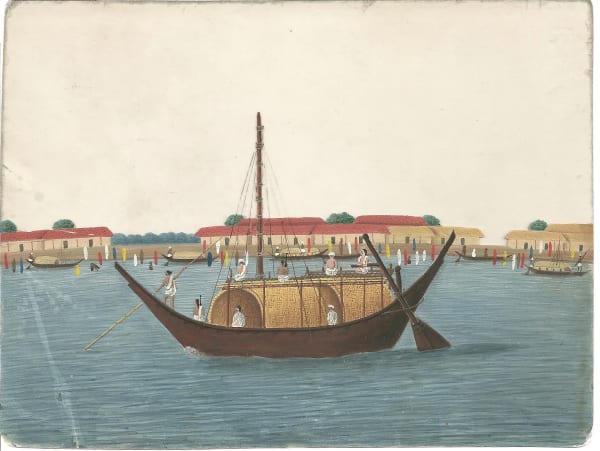 Three paintings on mica of Indian Views Circa 1840Gouache on mica 12 x 16 cm 4 3/4 x 6 1/4 in