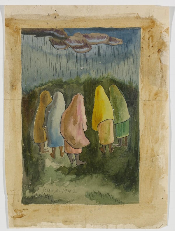 Francis Newton Souza 1924 - 2002Goan Rains, 1942 Ink and Watercolour on paper Signed and dated ‘Souza 1942’ lower left 33 x 25 cm 13 x 9 7/8 in