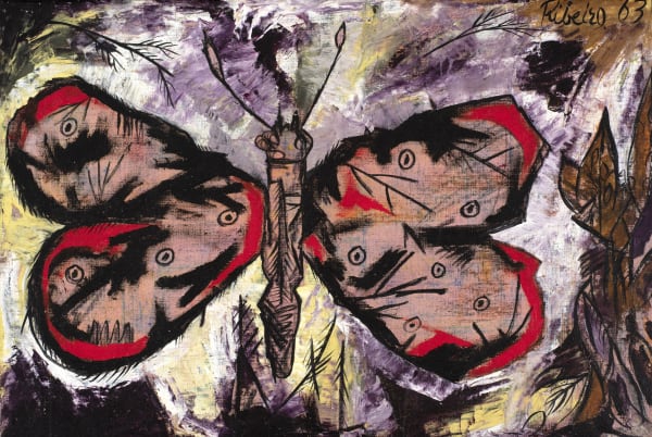 Lancelot Ribeiro 1933-2011Butterfly, 1963 Oil on canvas Signed and dated 62.5 x 90 cm 24 5/8 x 35 3/8 in