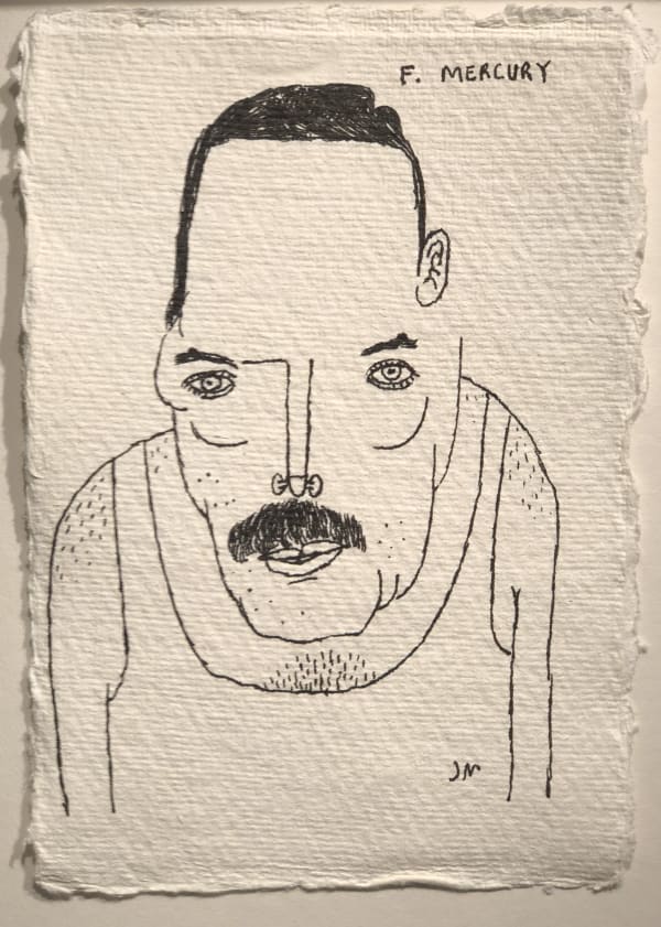 Jim Moir Freddy Mercury, 2018 Ink on paper 15.5 x 11 cm
