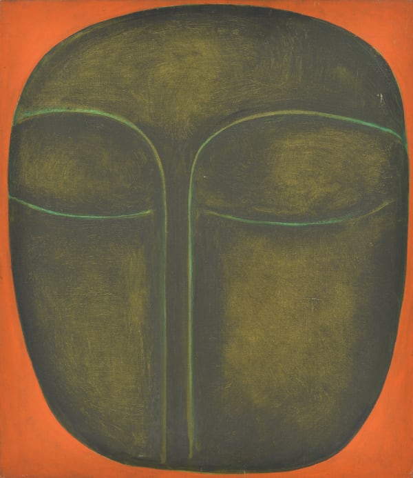 B Vithal 1887 - 1972Figural mask, 1969 Signed, dated and with a label on the reverse Oil on canvas 76.8 x 66.7 cm 30 1/4 x 26 1/4 in