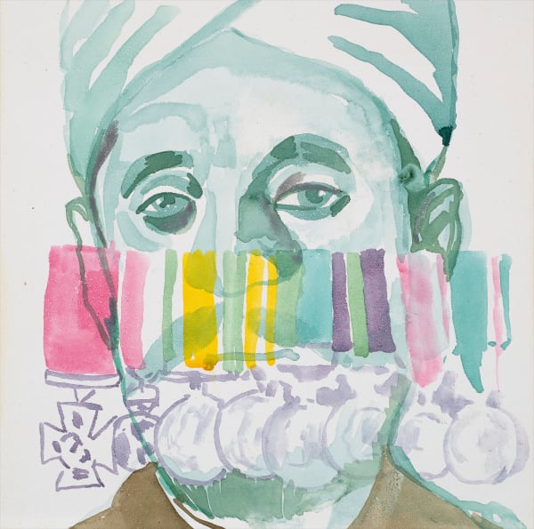 Angeli Sowani b. 1960Subadar Khudada Singh, VC, 2022 Acrylic on gesso board 20 x 20 cm 7 7/8 x 7 7/8 in