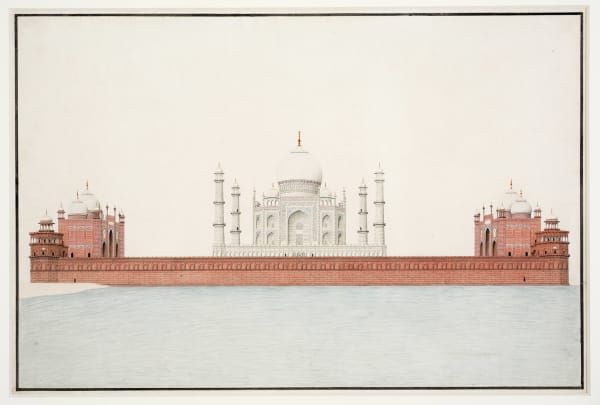 View of the Taj Mahal from the Yamuna River, circa 1825-1850 Watercolour on paper 32.5 x 48 cm 12 3/4 x 18 7/8 in
