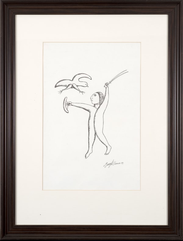 Manjit Bawa 1941 -2008Untitled (Figure battling Eagle), 1999 Signed and dated 'Manjit Bawa 98' lower right Pen and ink on paper 55.9 x 38.1 cm 22 x 15 in