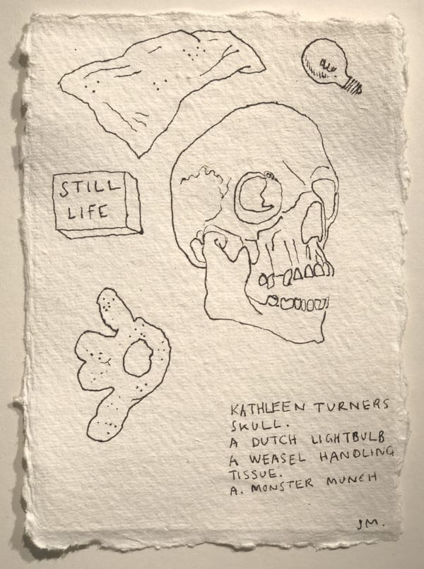 Jim Moir Still Life with Lightbulb, 2018 Ink on paper 15.5 x 11 cm