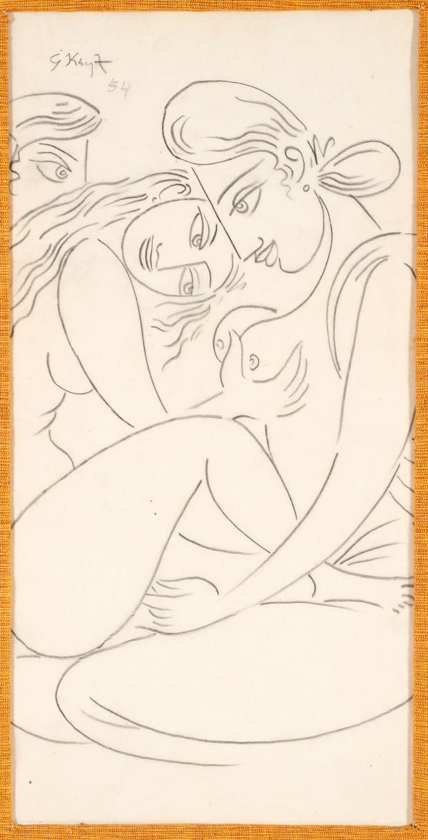 George Keyt Untitled, 1954 Pencil on vellum laid on paper 45.7 x 22.9 cm 18 x 9 in Signed and dated 'G Keyt 54'