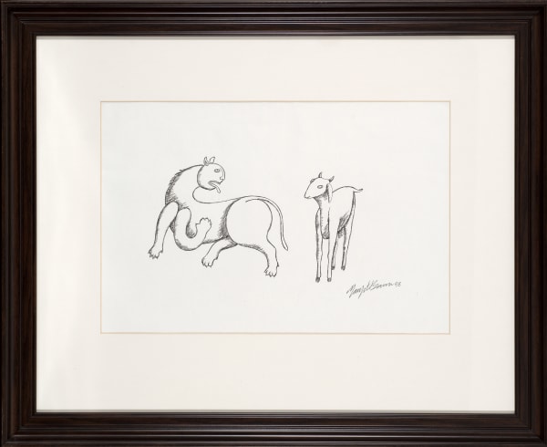 Manjit Bawa 1941 -2008Untitled (Lion and Goat), 1998 Signed and dated 'Manjit Bawa 98' lower right Pen and ink on paper 38.1 x 55.9 cm 15 x 22 in