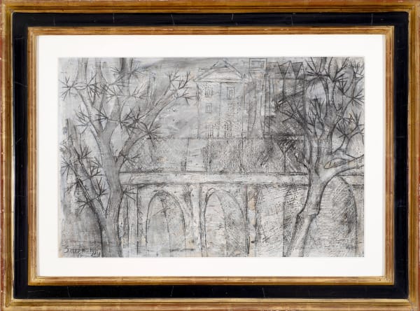 Francis Newton Souza, Untitled (Landscape with Trees and Houses), 1954