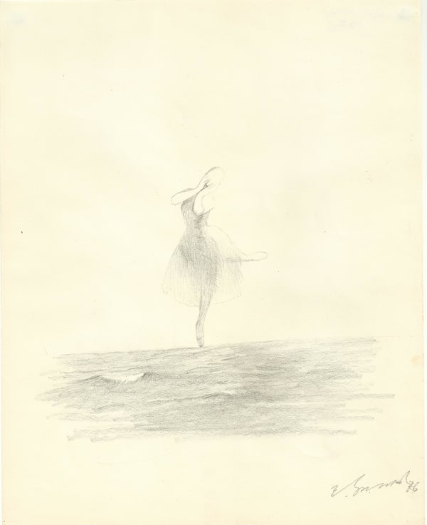 Yashwant Mali b.1934Untitled (Ballet on the Sea series), 1976 Graphite on paper Signed and dated lower right and on the reverse 25.4 x 20.2 cm 10 x 8 in