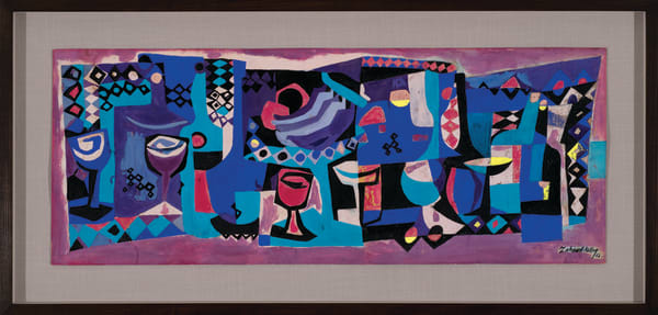 Zahoor ul-Akhlaq 1941-1999Untitled (Abstracted Still Life), 1962 Signed and dated 'Zahoor ul Akhlaq/ 62' lower right Gouache on paper 29.4 x 76 cm 11 5/8 x 29 7/8 in