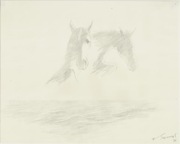 Yashwant Mali b.1934Untitled (Ballet on the Sea series), 1976 Graphite on paper Signed and dated lower right and on the reverse 20.2 x 25.4 cm 8 x 10 in