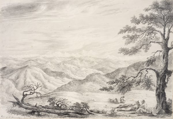 Colonel George Francis White 1808-1898View of the Himalays (sic) from Mt Tyne, 1829 Pencil on paper Initialled 'GJ.W.', titled and dated 'May 3d 1829' along lower edge 25 x 36.5 cm 9 7/8 x 14 3/8 in