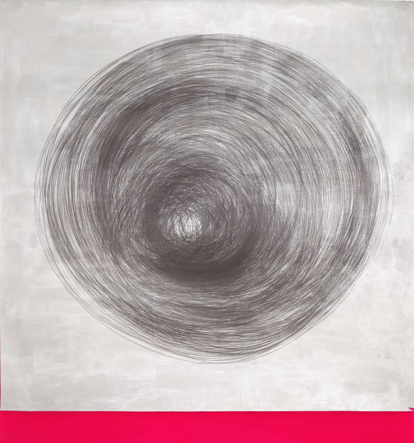 Carali McCall, Work no. 1 Circle Drawing - Silver/Pink 1hr 50mins, 2019