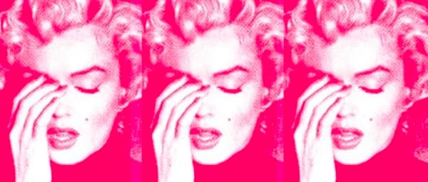 Russell Young Marilyn Crying Triptych Wild Pink, 2021