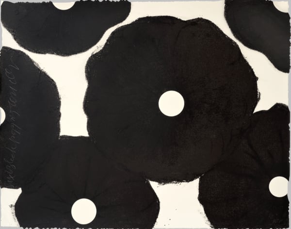 Donald Sultan Six Poppies (black), 2023