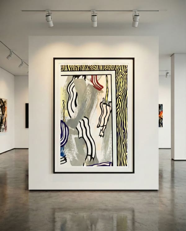 Roy Lichtenstein Painting On Blue and Yellow Wall (C. 208) , 1984