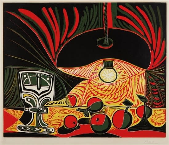 Nature Morte Au Verre Sous La Lampe