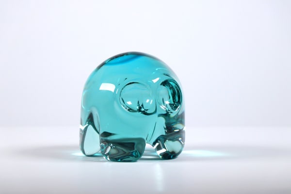 Dylan Martinez Pac-Man Sculpture Turquoise (Small, Swirl), 2025