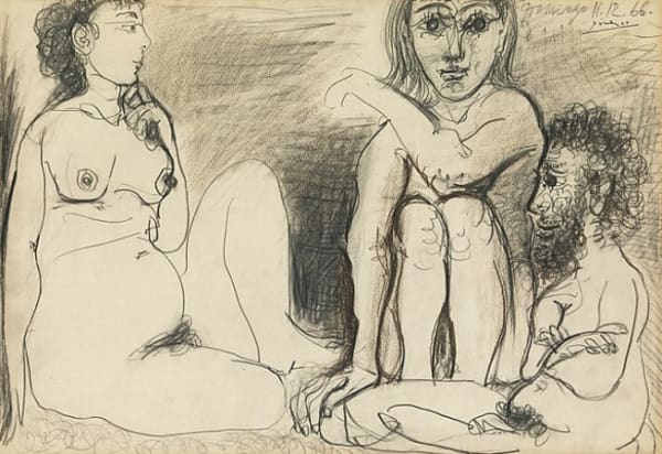 Trois Personnages nus Assis