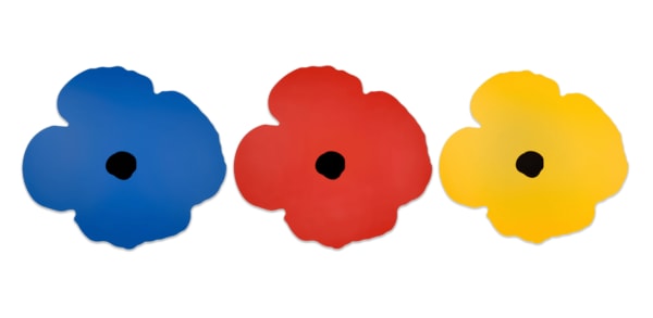 Donald Sultan Wall Poppy Oct 15 (Blue, Red, Yellow) , 2024