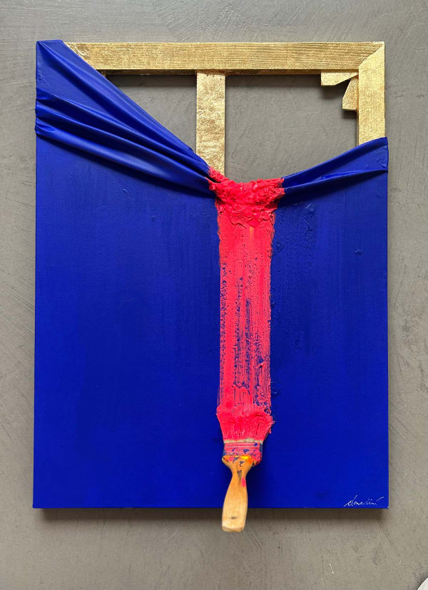 Jean-Paul Donadini Brosse arrêtée pink on blue, 2023