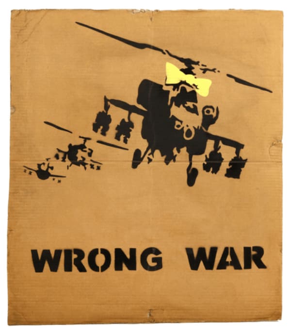 Banksy Wrong War Cardboard (Happy Chopper Yellow), 2003