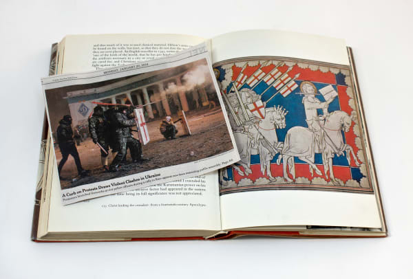 JOANNE LEONARD, Red Crosses on Shields of 14th Century Crusaders and Street Fighters in Kyiv , 2014