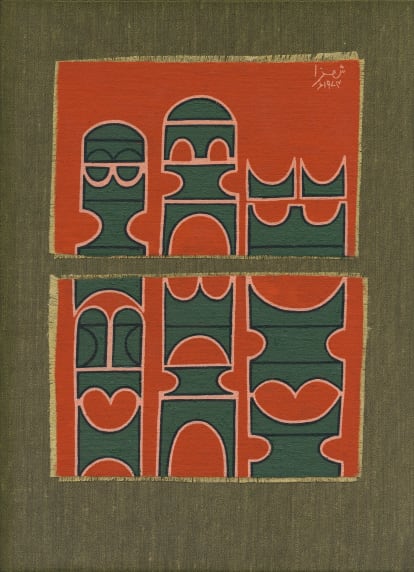 Anwar Jalal Shemza, Green on Orange, 1974