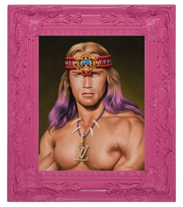 Scott Scheidly portrait of Conan the Barbarian in pink frame