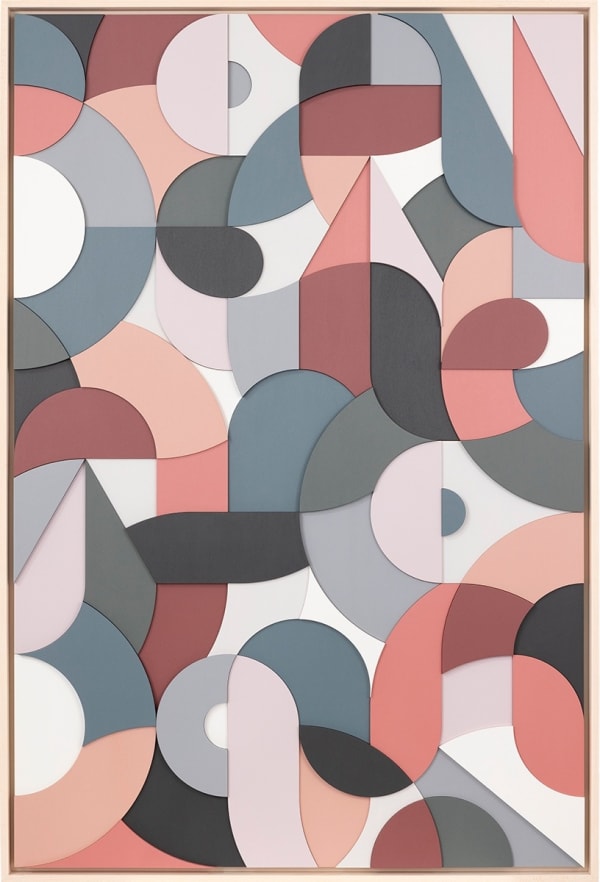 abstracted typography design in shades of blue and red