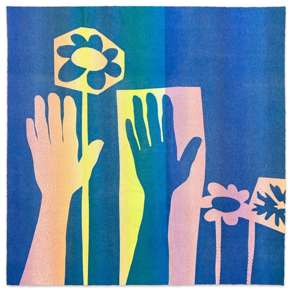 Karen Lederer hands flowers monoprint