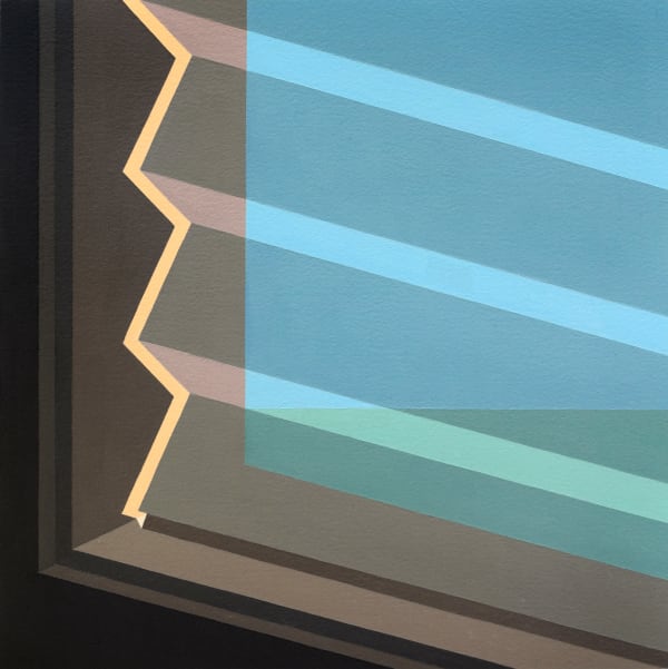 Adrian Wong painting of blue blinds on window