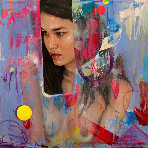 Erik Jones portrait of woman with abstract shapes