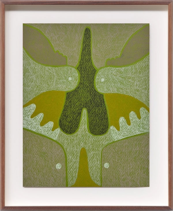 abstract organic drawing in a green color palette by artist Rachel Kaye