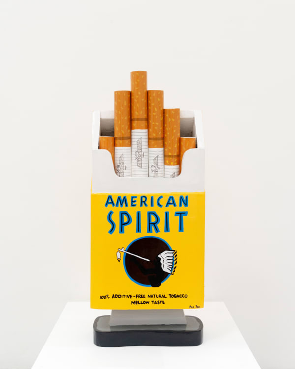 Paa Joe Sculpture of American Spirit Cigarettes in box