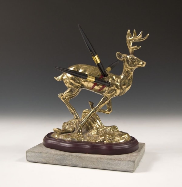 Jeremiah Jenkins sculpture of deer with pens