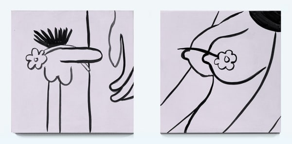 Corey Lamb ink painting of cropped nude figure