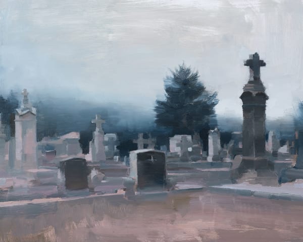 painting of a cemetery