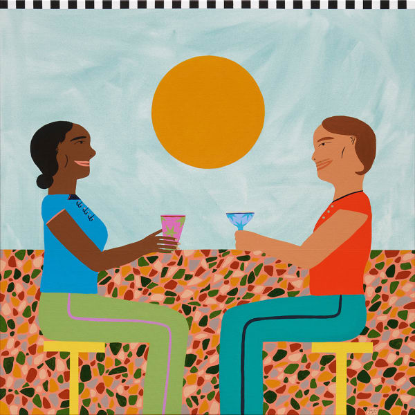 Chelsea Wong painting of two people having drinks